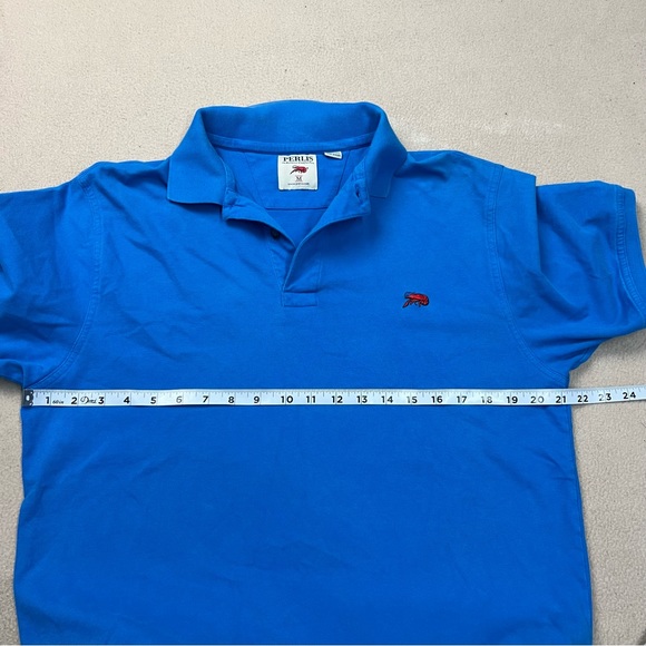 Perlis Polo Shirt Mens Medium Blue Casual Embroidered Red Crawfish Cotton Peru - Picture 4 of 8